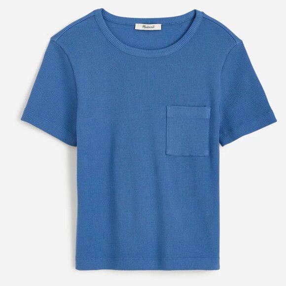 Madewell Garment-Dyed Ribbed Crewneck Pocket Tee Size Large - Picture 1 of 8